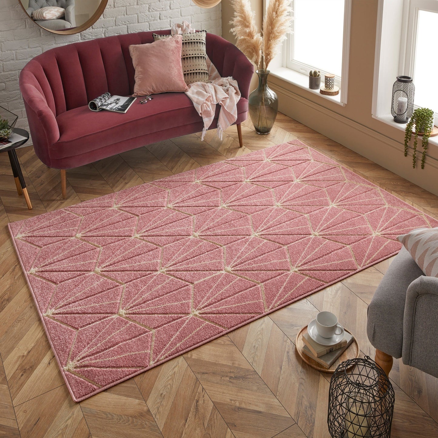 Oriental Weavers Portland Modern Rug 750 P Pink Cream